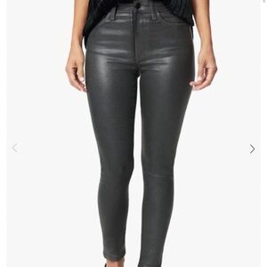 Joe’s New Gunmetal Leather Coated Jeans Wome’s Size 28 Mid Rise Skinny NWT
